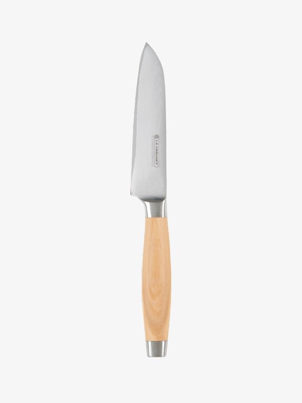 Couteau Santoku avec manche en bois d'olivier brun clair