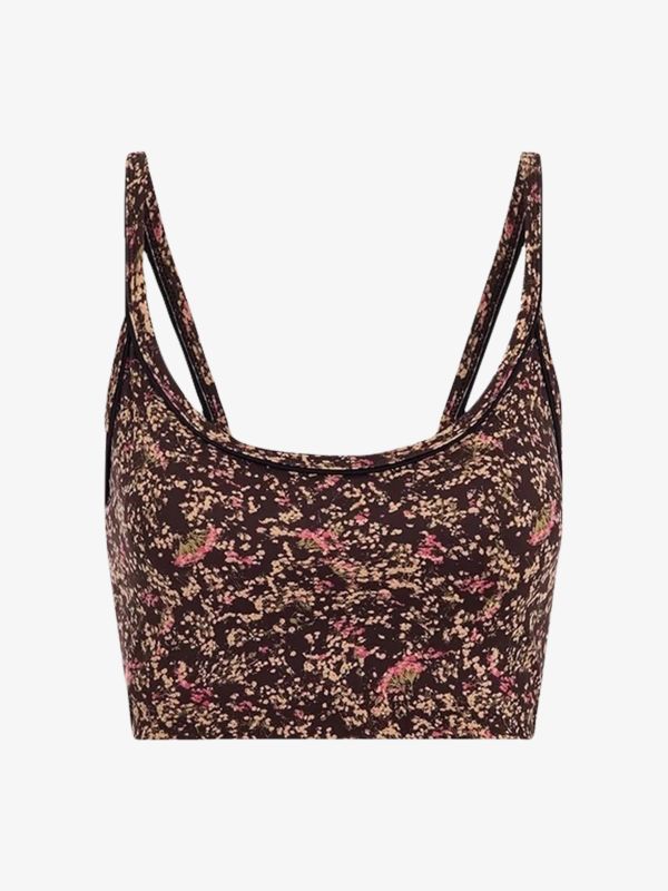 Athleisure-Top braun klein gemustert