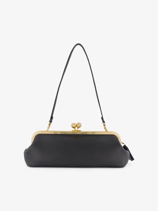 Schultertasche "Kisslock Frame 30" schwarz