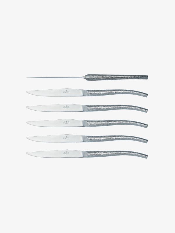 Lot de 6 couteaux LOG gris acier