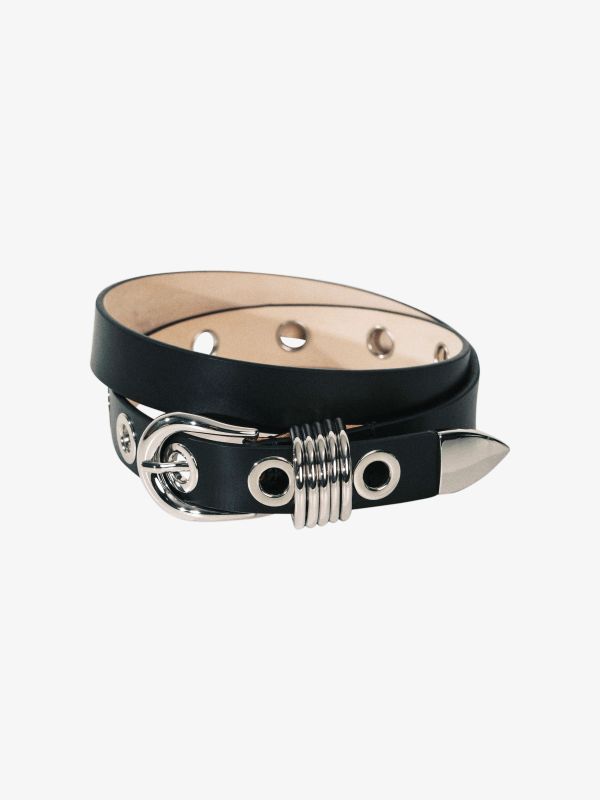 Ceinture en cuir "Hollyhock" noir, DÉHANCHE
