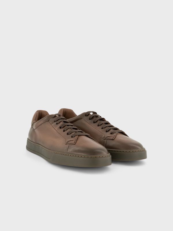 baskets en cuir cognac, DOUCAL'S
