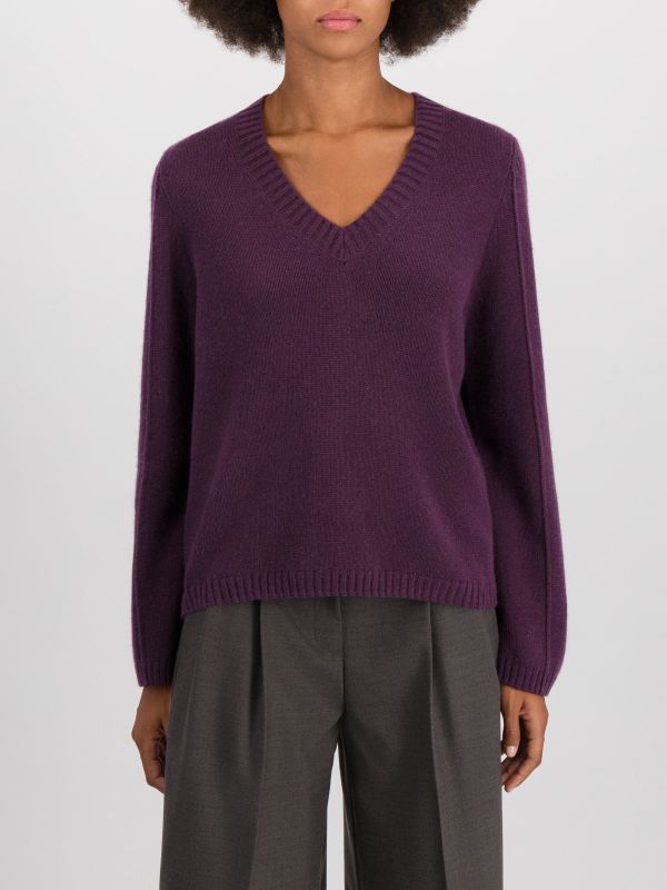 Cashmerepullover dunkelviolett, ALLUDE