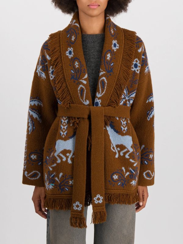 Strickjacke "Island Roots Foulards" braun