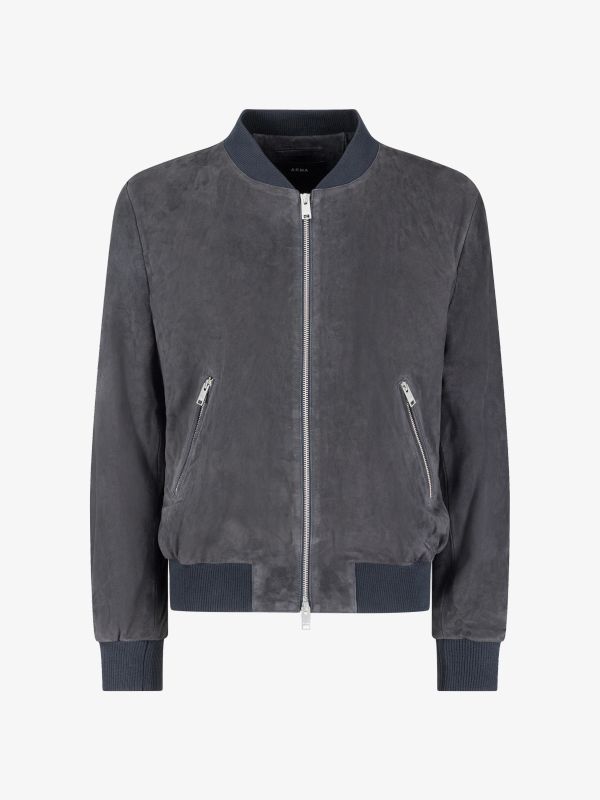 Lederjacke marine