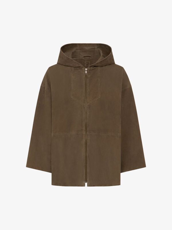 Veste en cuir "Tassaya" olive foncé