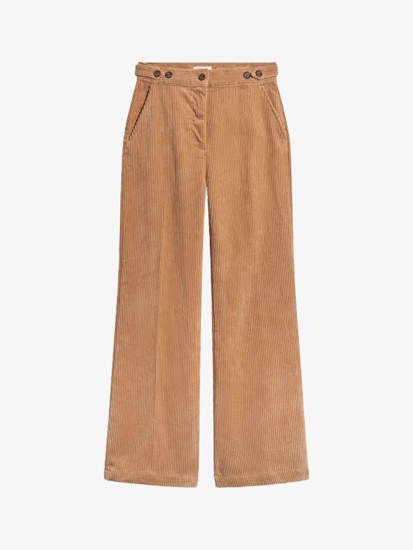 pantalons en velours "Maev" blanc cassé