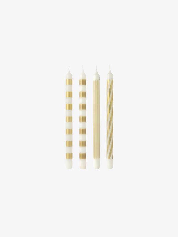 Stabkerzen weiss/gold, 4-tlg. Christmas Chic weiss