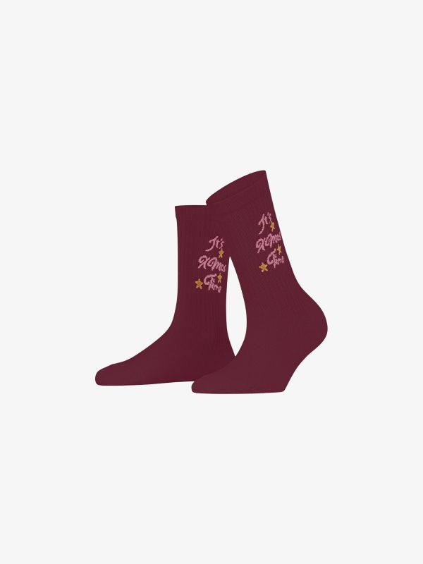 Socken "X-Mas Rib" dunkelrot