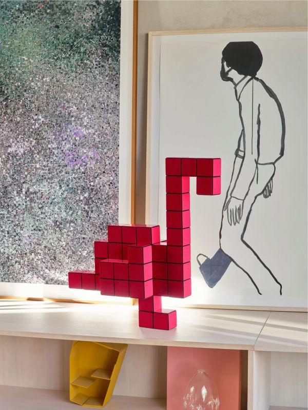 Figurine décorative Panton Cubes rouge/à petits motifs, VITRA