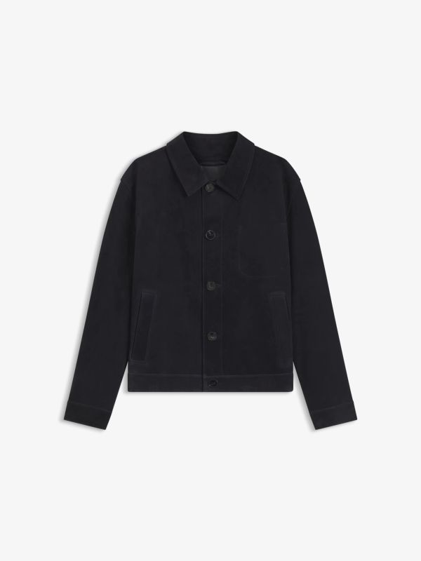 Veste en cuir  bleu foncé
