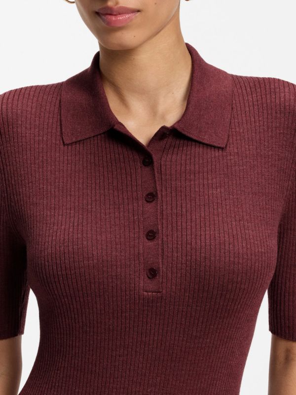 robe en tricot rouge foncé, BOSS