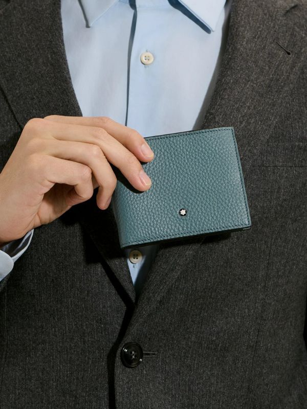 Portefeuilles 6 CC GRAIN bleu gris, MONTBLANC