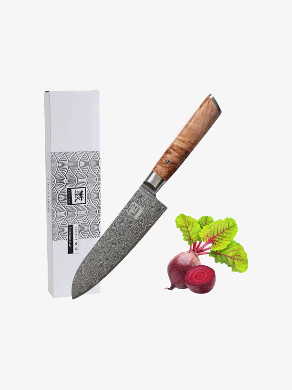 Couteau Santoku DAMAST brun clair