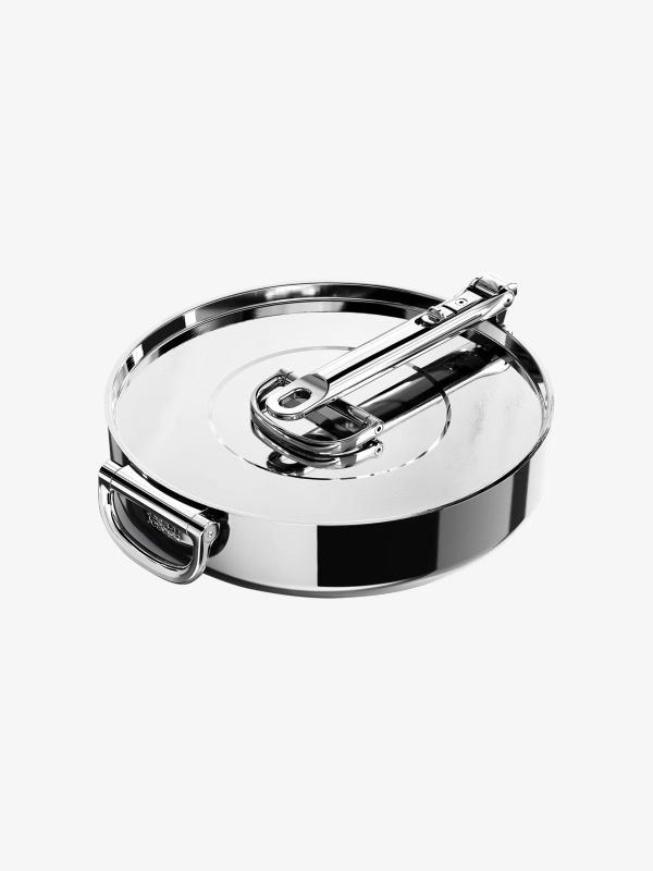 Bratpfanne mit Klappgriff und Deckel Space Steel silberfarben