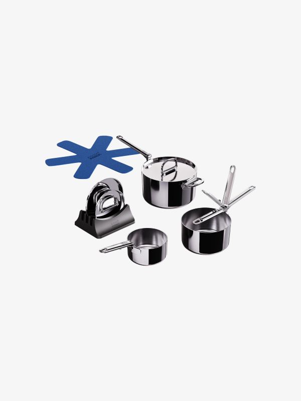 Topfset mit Klappgriff 3 tlg Space Steel silberfarben