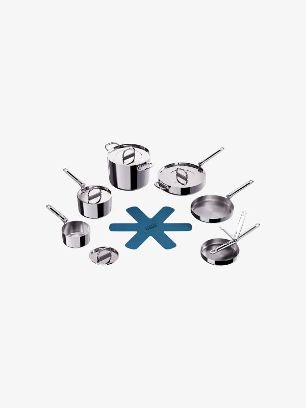 Kochgeschirr-Set mit klappbarem Griff 6 tlg Space Steel silberfarben