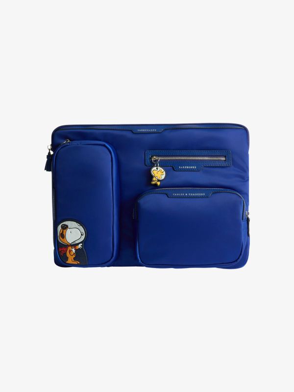 Housse pour ordinateur portable Peanuts Space Snoopy rayé bleu foncé