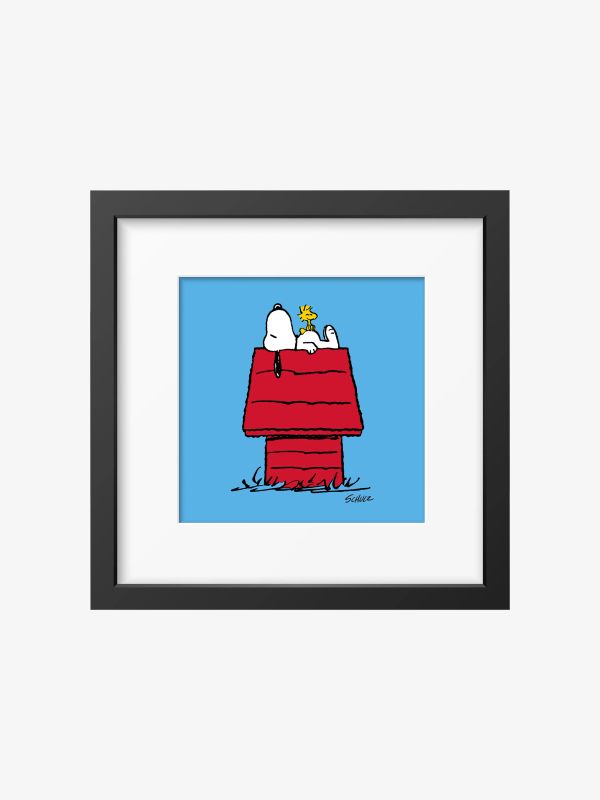 Gerahmter Druck PEANUTS hellblau
