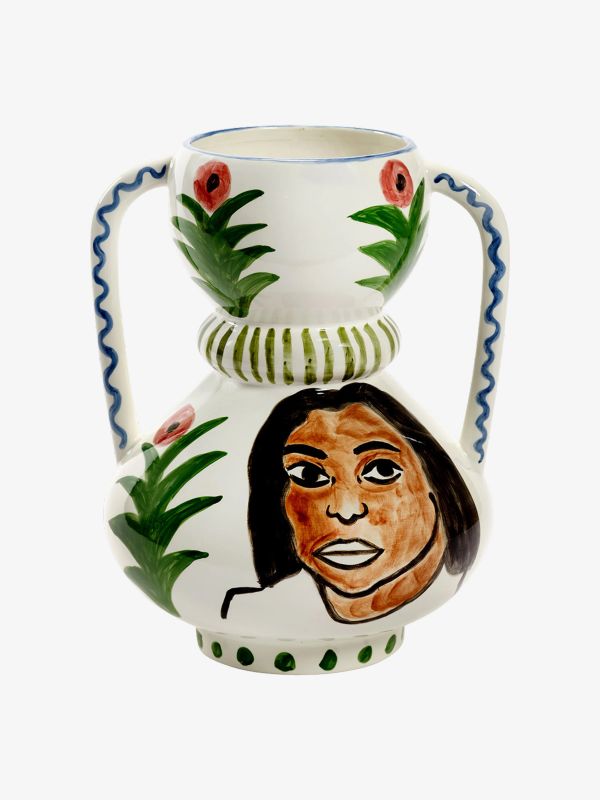 Vase SANTIAGO blanc/à petits motifs