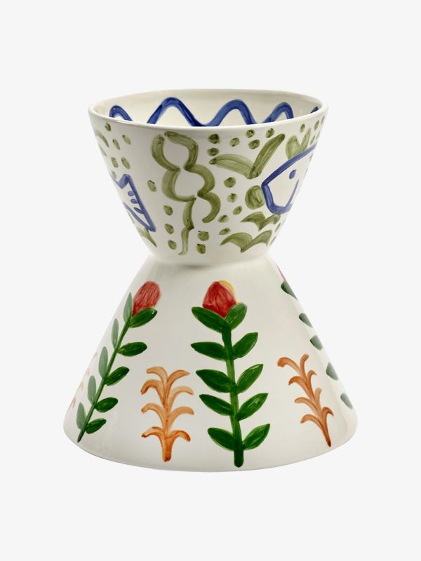 Vase SANTIAGO blanc/à petits motifs