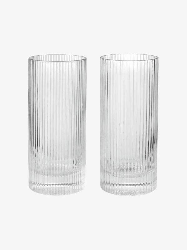 Lot de 2 tasses Ripple Highball transparent