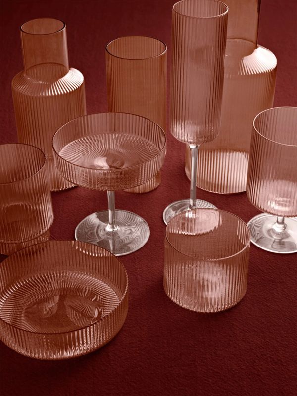 Lot de 2 verres à vin Ripple transparent, FERM LIVING