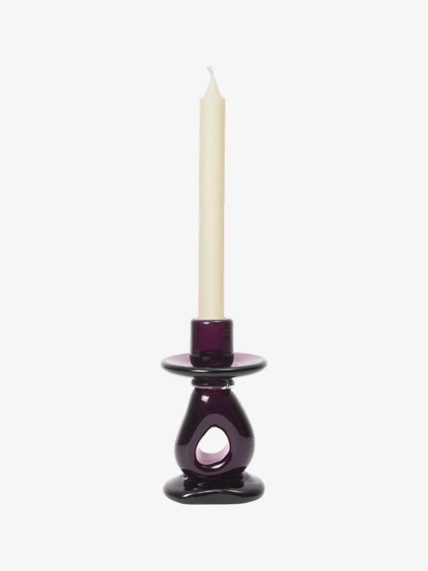 bougeoir Damo à carreaux violet foncé