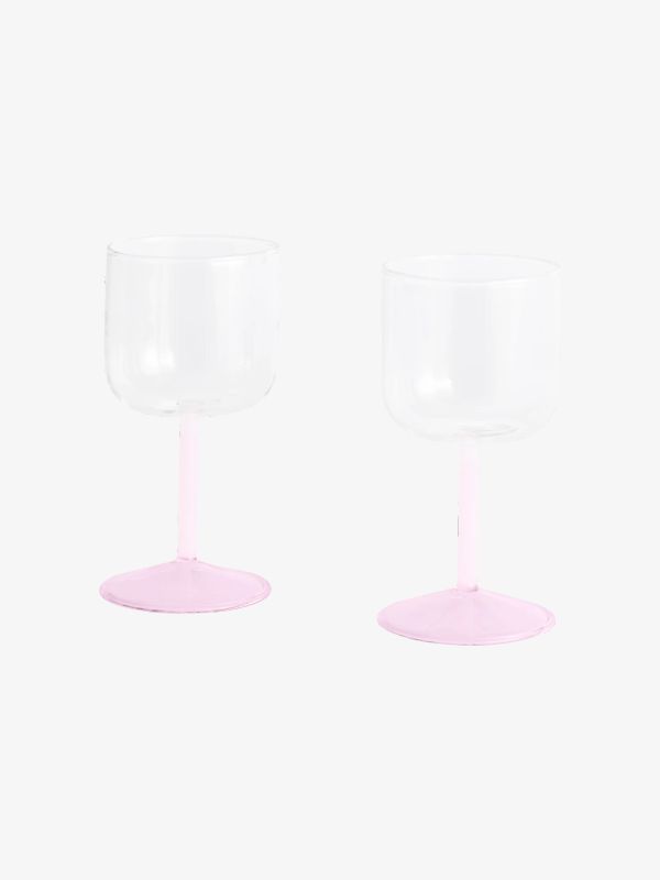 Lot de 2 verres à vin rose clair