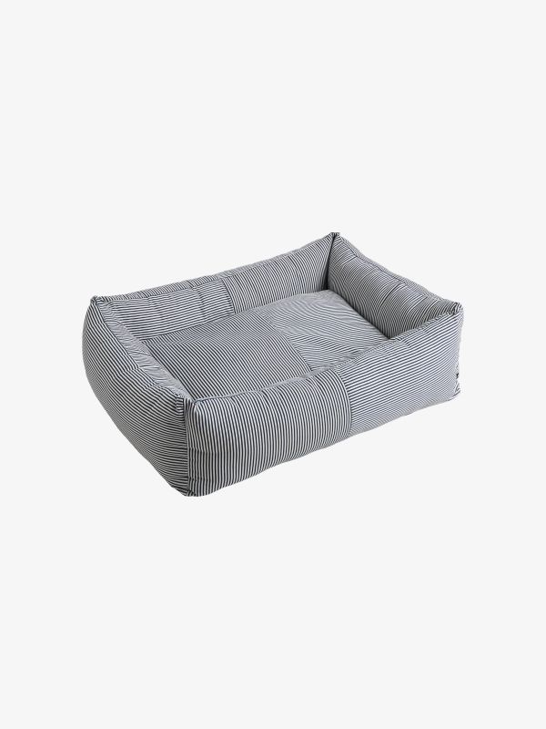 Lit pour chien rayé bleu pastel
