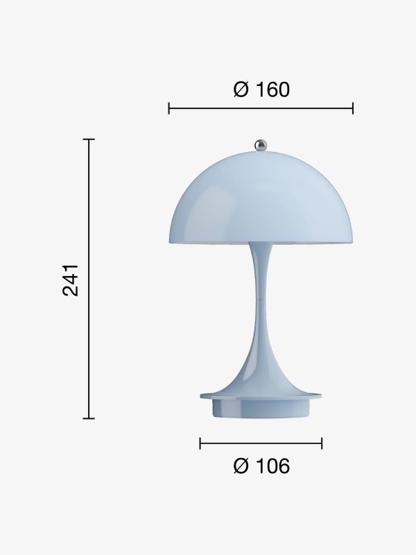 Tischlampe PANTHELLA 160 pastellblau, LOUIS POULSEN