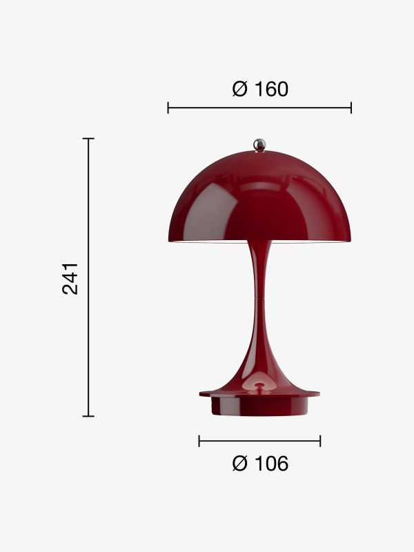 Tischlampe PANTHELLA 160 bordeaux, LOUIS POULSEN