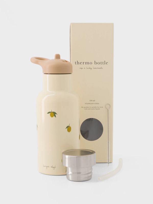 Bouteille à boire jaune/à petits motifs, KONGES SLØJD