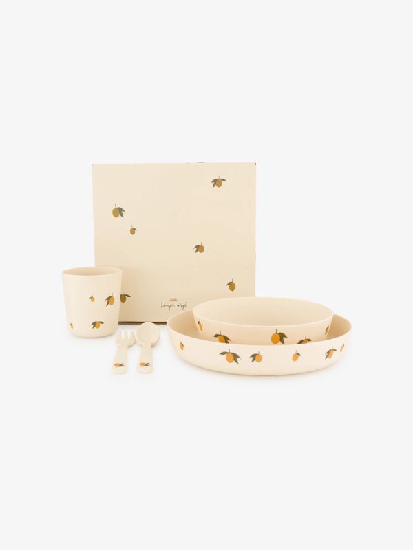 Vaisselle pour enfants jaune/à petits motifs