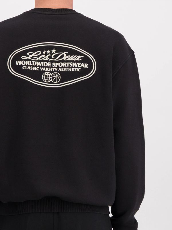 Sweat-shirt "Worldwide" noir, LES DEUX