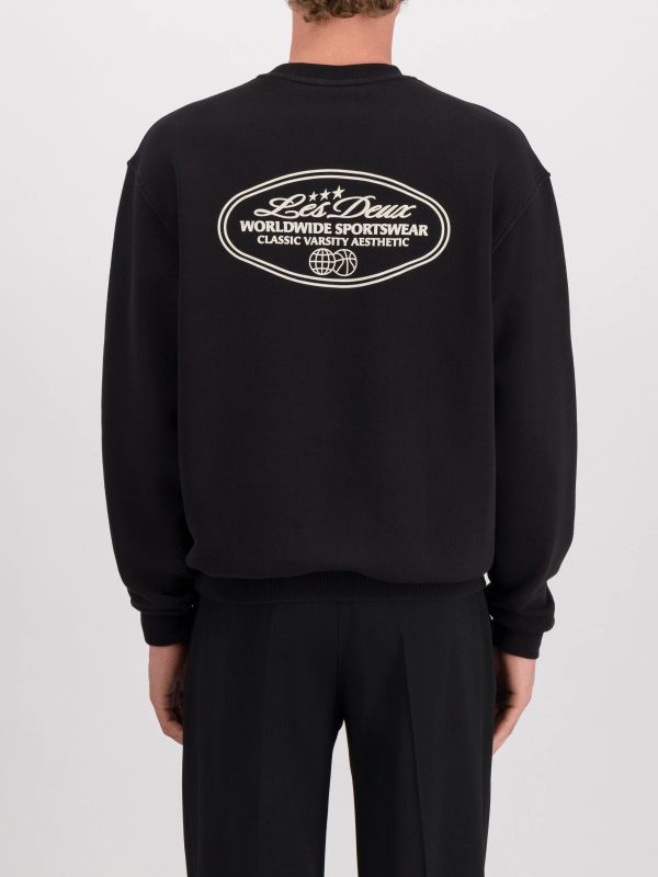 Sweat-shirt "Worldwide" noir, LES DEUX