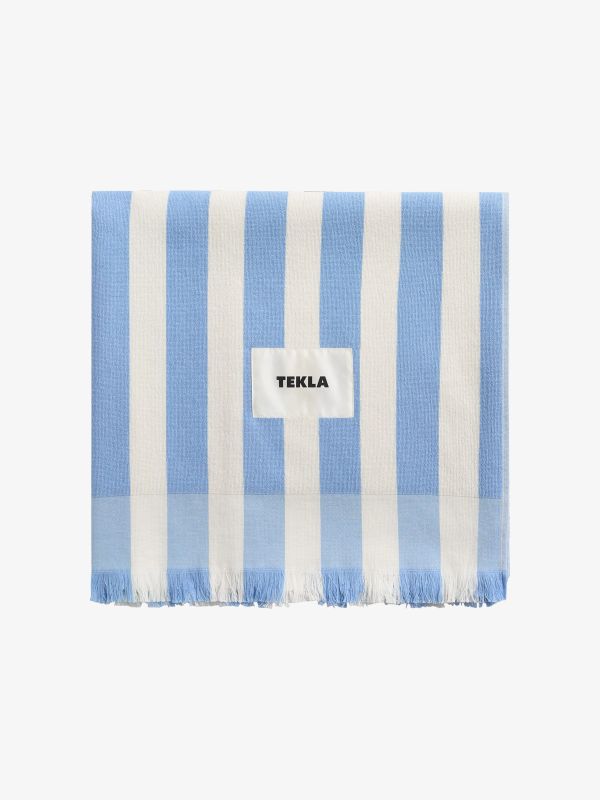 Serviette de plage rayé bleu clair, TEKLA