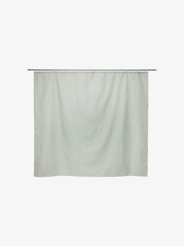 Rideau de douche en lin menthe, ZIGZAGZURICH
