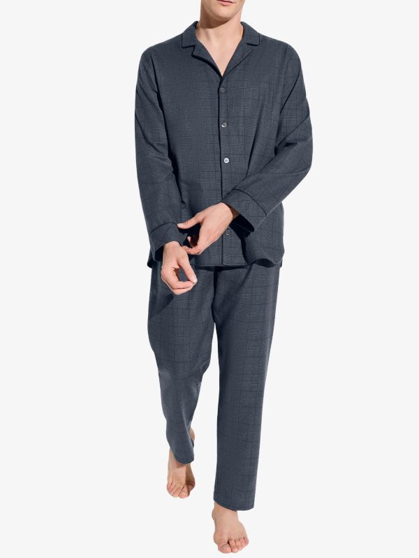 Pyjama Set "Cozy Flannel" blaugrau, ZIMMERLI
