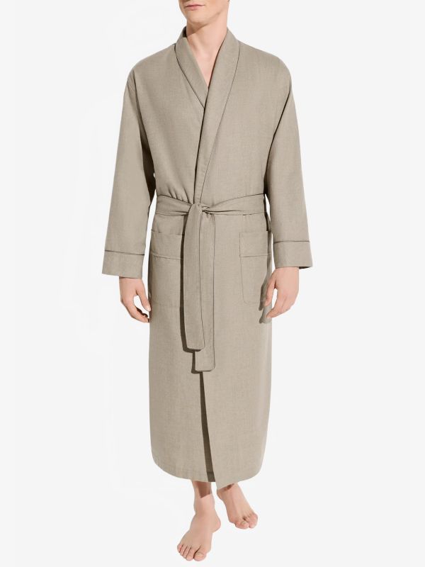 Robe de chambre "Cozy Flannel" brun clair, ZIMMERLI