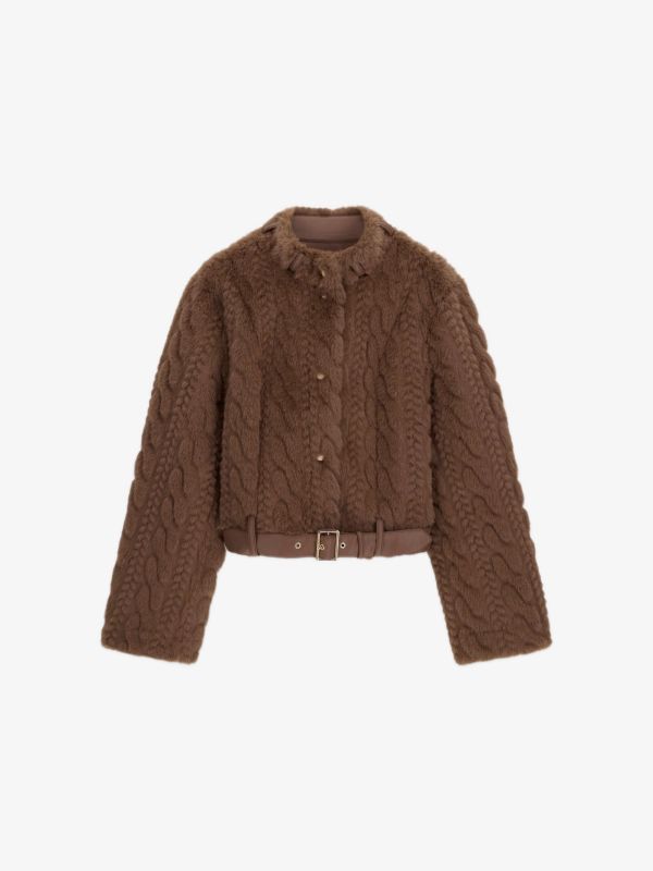 Veste motard GUESS Geflochtene Cropped-Jacke brun