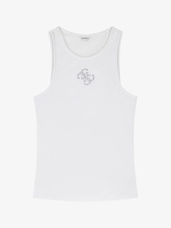 T-Shirt GUESS Rippstrick-Top weiss