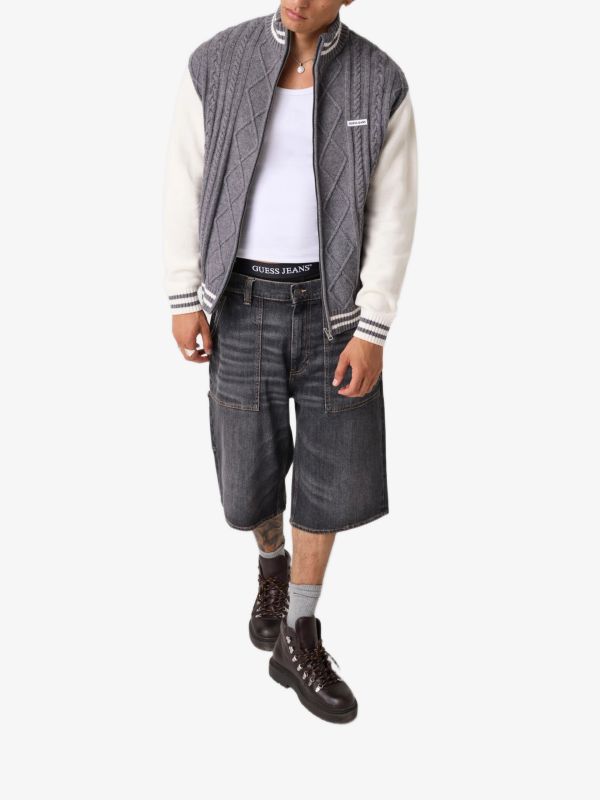 Veste GUESS JEANS Pullover im Bomberstil mit Reißverschluss gris, GUESS JEANS