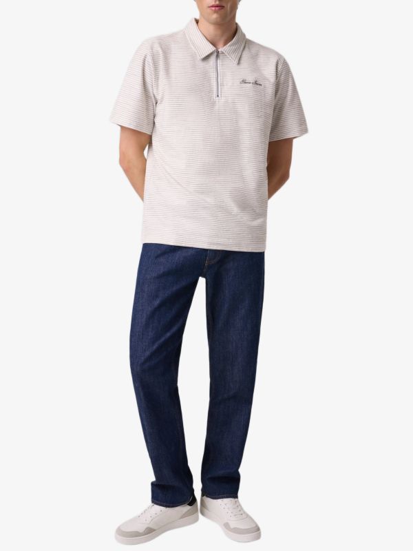 T-Shirt GUESS JEANS Gestreiftes Poloshirt mit Regular Passform weiss, GUESS JEANS