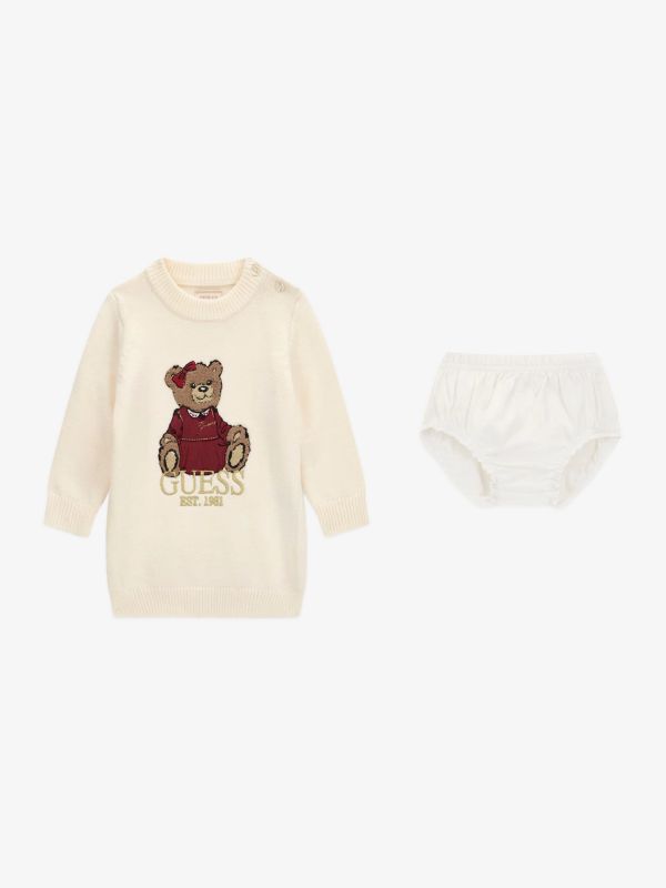 Kleid GUESS KIDS Set aus Pullover, Kleid und Höschen weiss