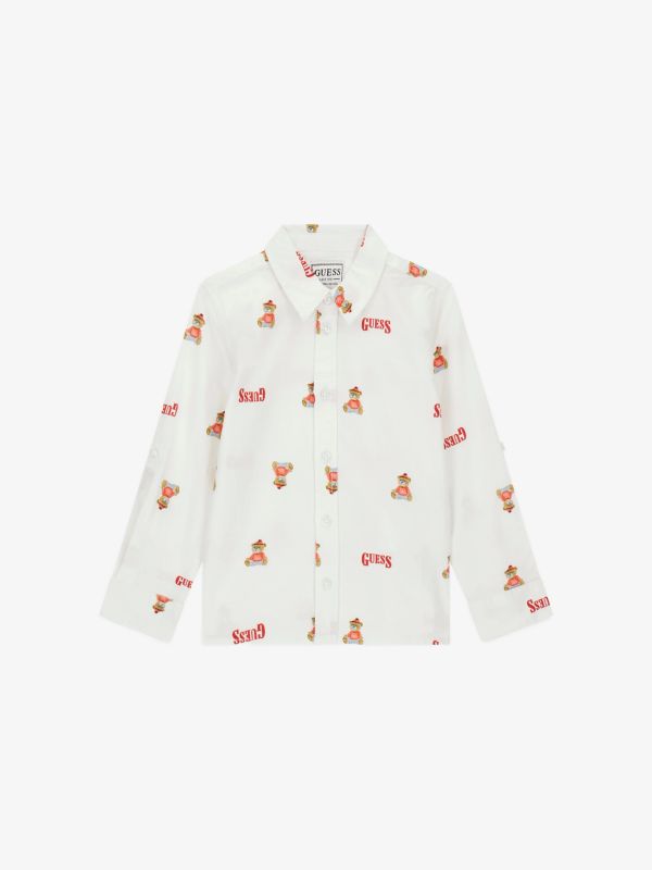 T-Shirt GUESS KIDS Oxfordhemd mit verstellbaren Ärmeln weiss