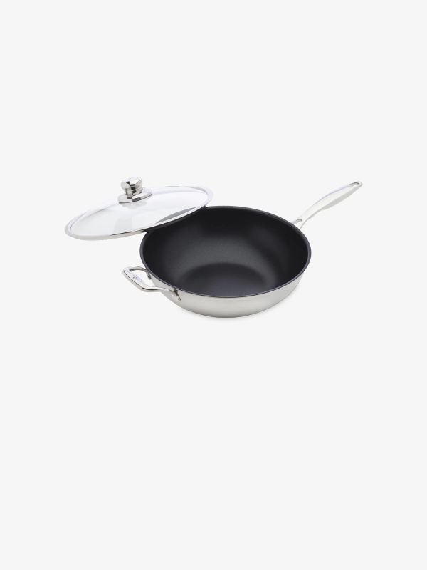 Wok INOX gris acier