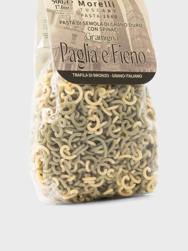 Pâtes à la semoule de blé dur Gramigna paglia e fieno, MORELLI