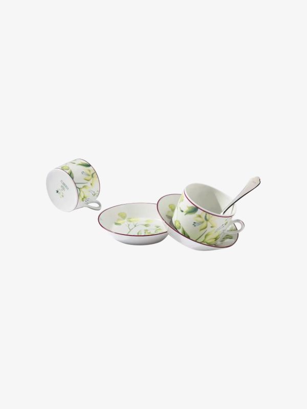 Teetassen 2er Set FLORENZA hellgrün/klein gemustert, GINORI 1735
