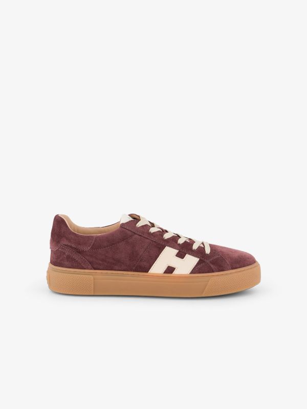 baskets en cuir bordeaux